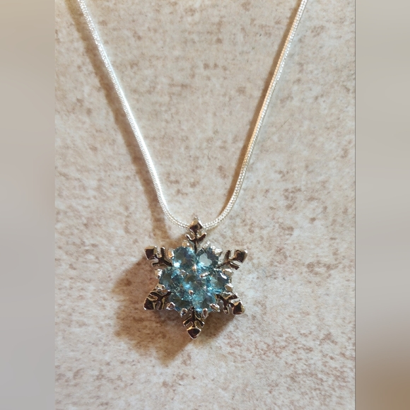 COPY - New aquamarine color snowflake 925 stamped 20" necklace - Picture 9 of 9